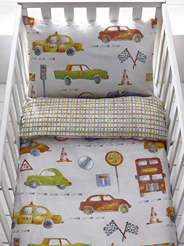 Cars Transport Reversible Cot Duvet Cover and Pillowcase Set - 90cm x...
