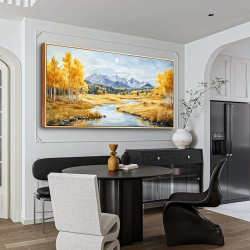 ERQINHUA Large Canvas Wall Decor For Living Room Wall Art For Bedroom Pastoral Yellow Landscape Painting Wood Frame Farmhouse Dining Room Office Home Decor Stretched And Framed Aesthetics 30"X60"