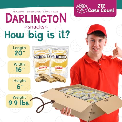 Image of Darlington Snacks Assorted Sugar Free Chocolate Chips & Lemon Cookies, 100% Nut Free, Kosher Lemon Cookie & Chocolate Cookies, Made in USA, 212 Count