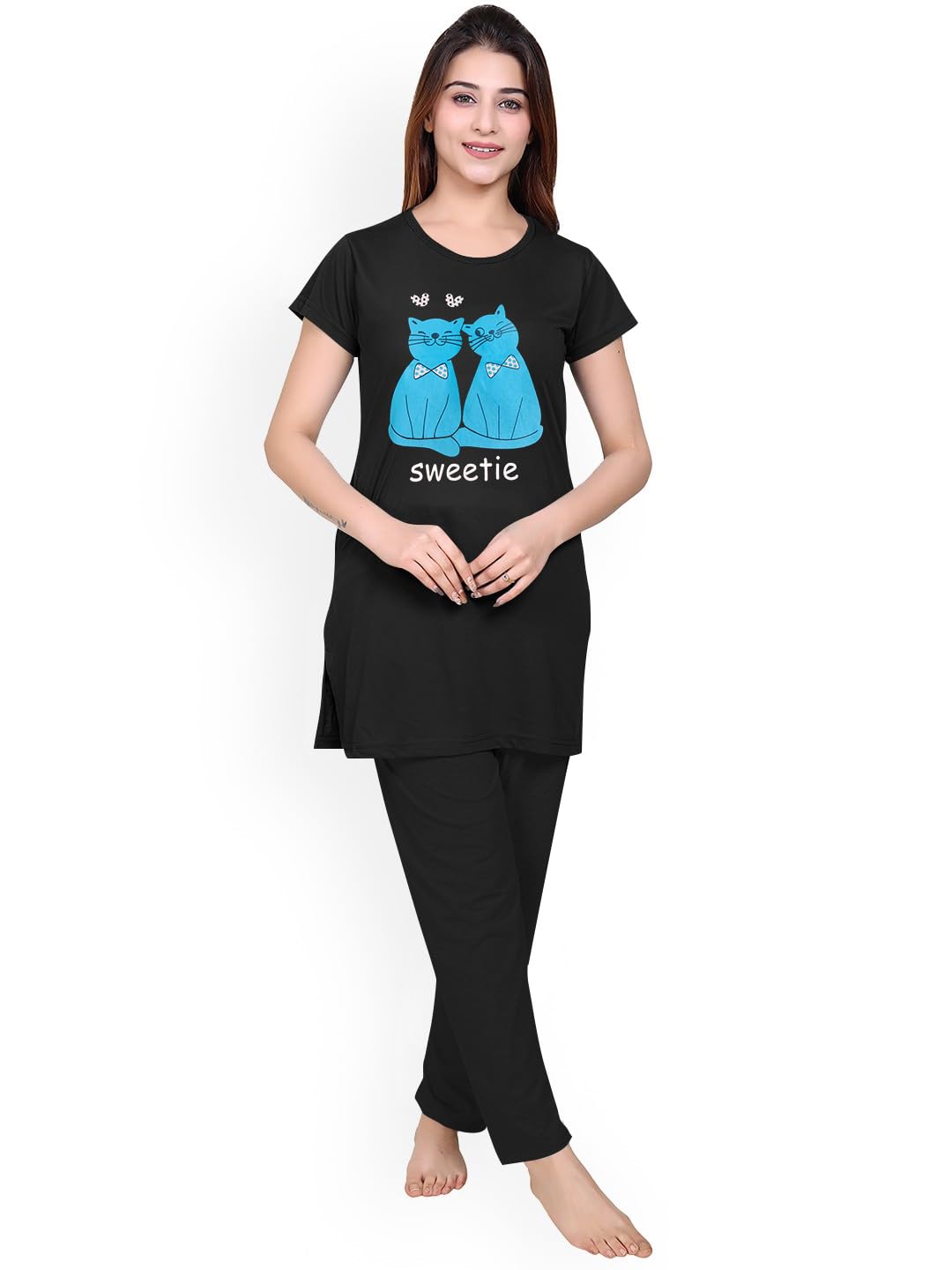 Women Printed Long Night Suit | Half Sleeve Payjama Set for Women-image-15
