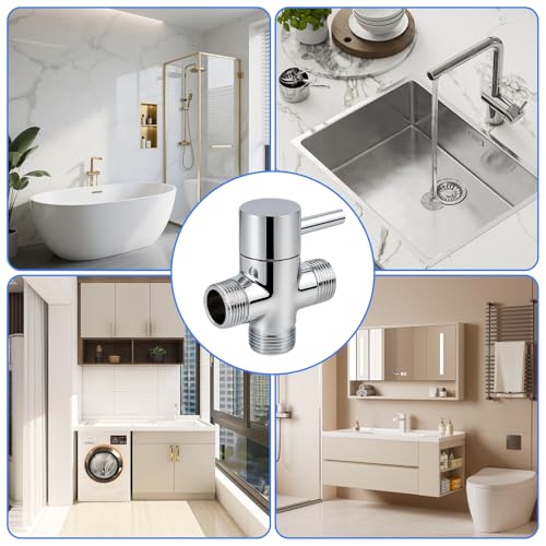 NINGYER 2 Stück Duschumstellventil Mit 2 Dichtungsringen, 3-Wege-T-Adapter, G1/2 Männlicher Einlass x 2 G1/2-Steckdosen Auslass, Umschaltventil Dusche für Toiletten, Badezimmer, Küchen