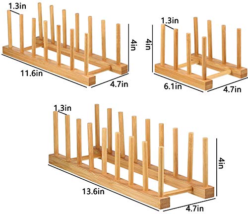 Lawei Set Of 6 Bamboo Dish Rack - 3/6/8 Slots Wooden Plate Rack Stand Pot Lid Holder Dish Drying Rack For Dish, Bowl, Cup, Cutting Board And More #TOP1