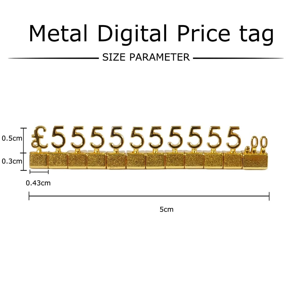 10-Teiliges Digitales Preisschild, 3D-Metallregal, Verstellbares GBP ￡-Preisquadrat-Set für Schaufenster, Schmuck, Uhr, Geschäft, Büro