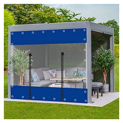Housse de pergola en PVC transparent avec œillets et fermeture éclair, crochets pour abris auto, porche, pavillons, auvents, serres (1 x 2 m) – Protection contre les intempéries