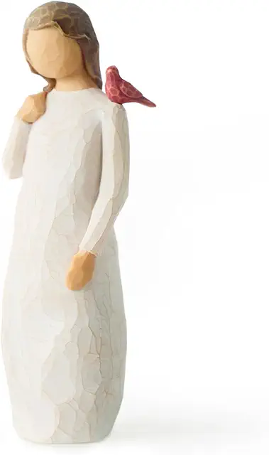 Willow Tree Messenger Figurine - Hand-Painted Resin Angel with Cardinal