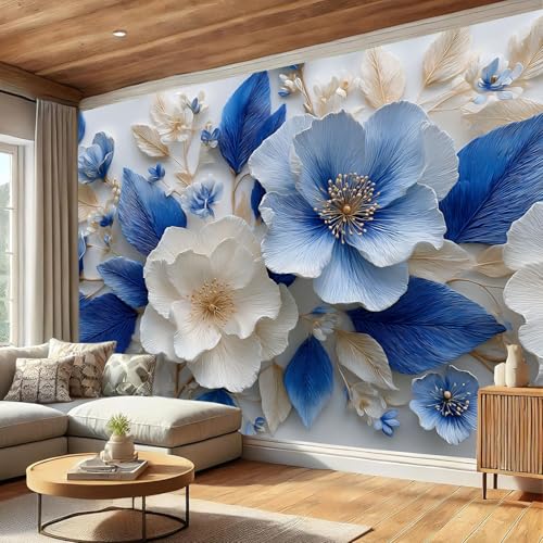 Murales azul blanco de 150x105 cm para ampliar visualmente estancias pequeñas 5