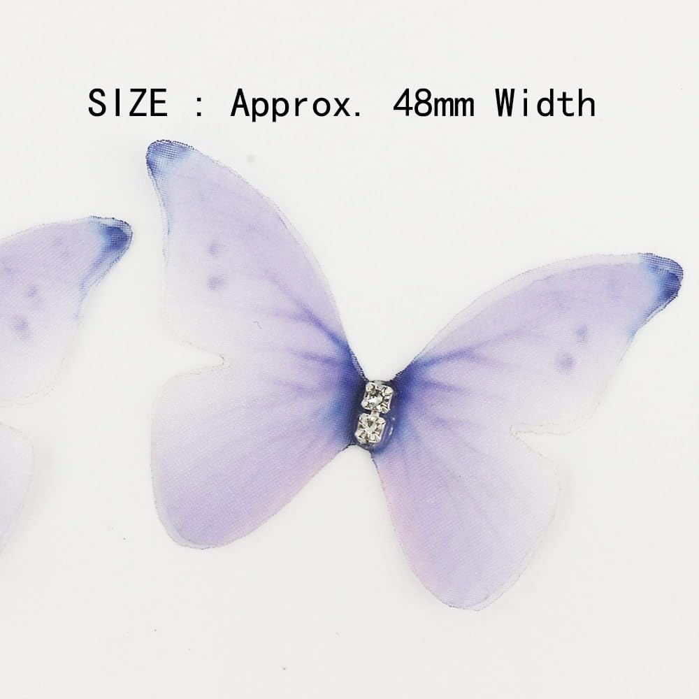 Leadigol 20pcs Organza Butterfly Appliques Multicolor 3D Ornament for Clothes Patch, Craft Wedding Decoration