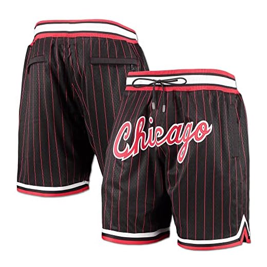 Gadobyb Men's Retro Basketball Shorts Sport Fans Shorts Quick Dry Mesh with Pockets Shorts Black (Medium)