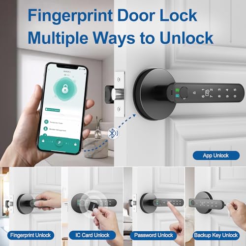 Biwibon BCA-02 Fingerprint Door Lock, 5 In 1 Smart Door Knob thumb #1