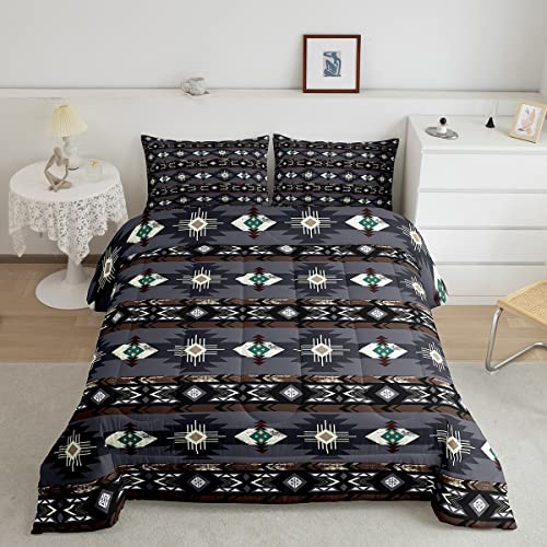 Erosebridal Southwestern Comforter Set Twin Bohemian Geometric Quilt,Ethnic Tribal Arrow Bedding Set Western Duvet Insert,Country Decor Western Room Decor for Bedroom Western Bedroom Decor G