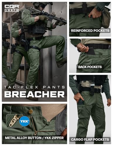 Image of CQR Men's Flex Ripstop Tactical Pants, Water Resistant Stretch Cargo Pants, Lightweight EDC Hiking Work Pants