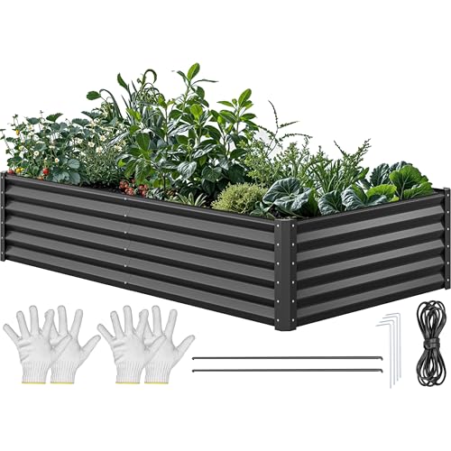 YITAHOME 8x4x1.5 ft Galvanized Raised Garden Bed Kit, Large Metal Planter Box with Gloves, Safety Rubber & Support Rod, Outdoor Flower Bed for Plants Vegetables, Green by YITAHOME - Image 8