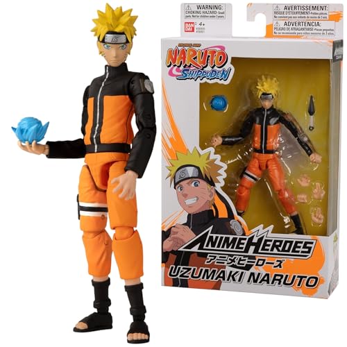 BANDAI - Naruto Anime Heroes Figura de Acción Naruto Uzumaki 17cm - 36901 Multicolor - Figuras articuladas - ¡Hazte con Las Figuras Anime Heroes de Naruto!.