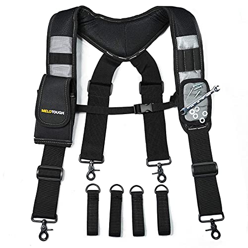 Image of MELOTOUGH Magnetic Tool Belt Suspenders with Magnetic WristBand for Work Belt Padded Suspenders Constrcution