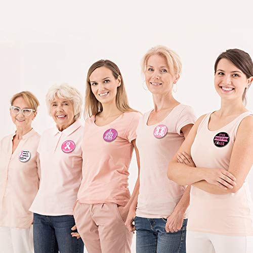 Pink Breast Cancer Awareness Novelty Buttons Badge Decorations,Jewelry,Pins,12 Various Designs - 24 Pieces 5