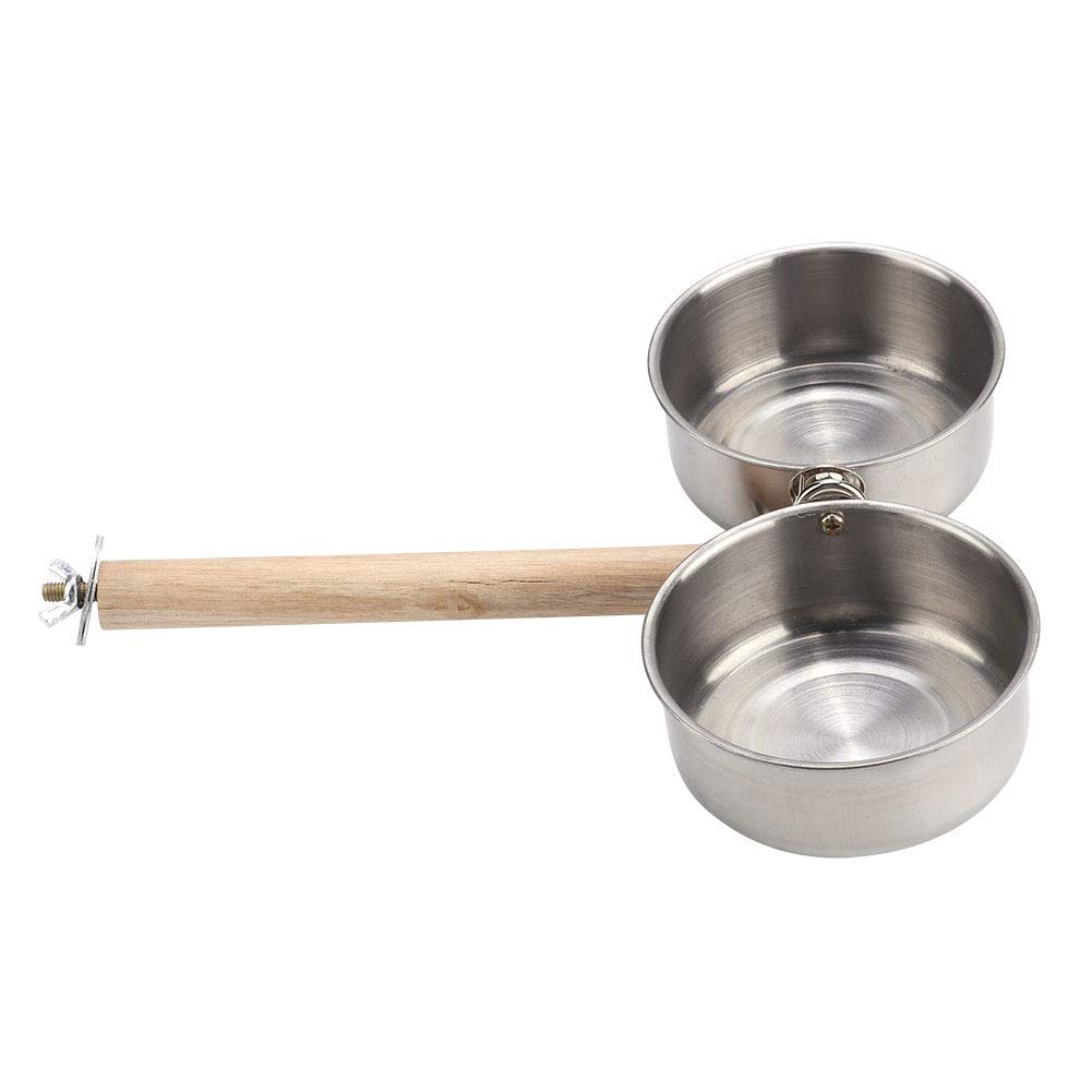 Bird Perch with Feeder CupsBowls Stainless Steel Odorless with Holder Hanger for Outside Durable Water Food Dispenser for Parakeet Cockatiel Conure African Grey Macaw Cage Accessories (B-20CM) - image 3