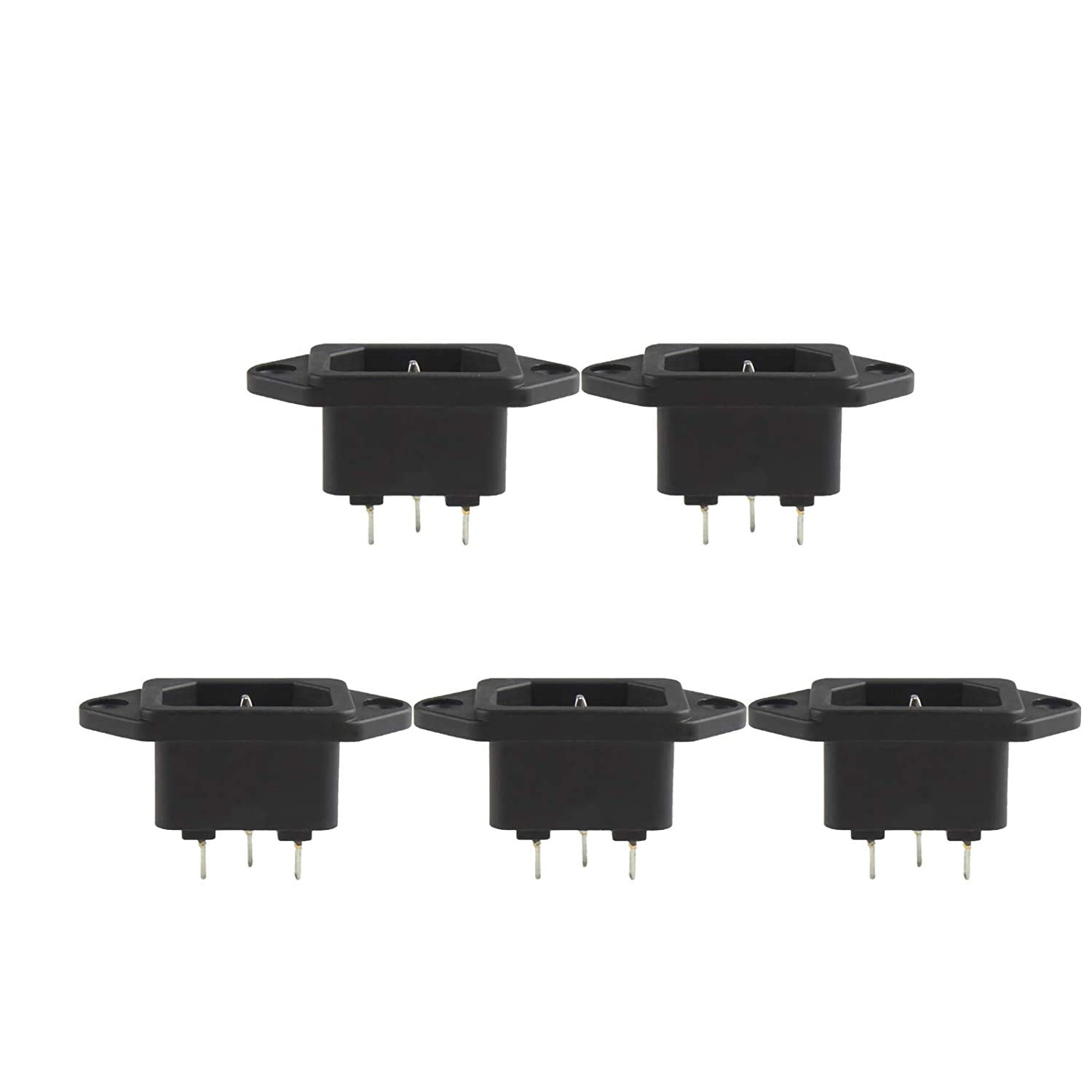 C14 Power Socket 3 Terminals Power Adapter Connector 10A 250VAC 5 Pcs