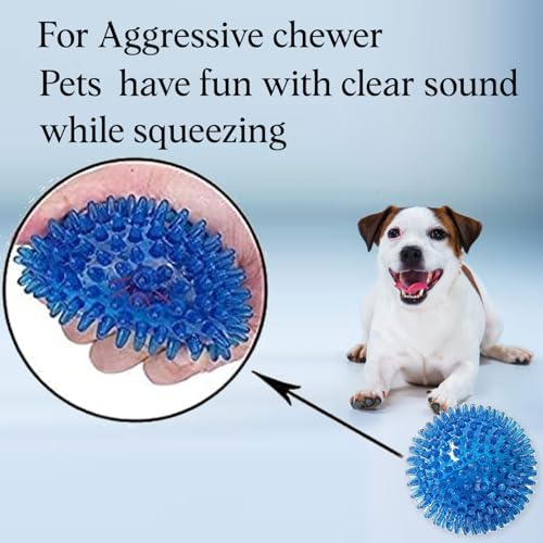 Image of Dog Toy Super Durable TPR Rubber, Ultra Light, Strong & Bouncy| Chew Toy for Dogs and Pets|Durable Natural Rubber Spiked Ball Toy|Chew and Teething Toy for Dogs and Puppies (Blue)