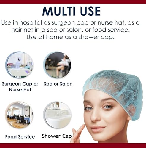 Medical Nation 24" Hair Net Disposable Bouffant Caps |100 Pack, White| Hairnets, Hair Cover, Non-Pleated Unisex | Perfect For Work, Medical, Labs, Nurse, Tattoo, Hair Nets Food Service| Size 24" White #TOP5