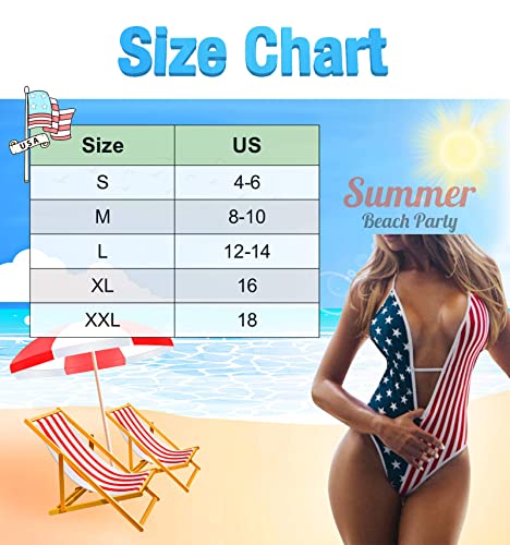 American Flag One Piece Swimsuits Women Sexy Patriotic USA 4th of July Bathing Suit4