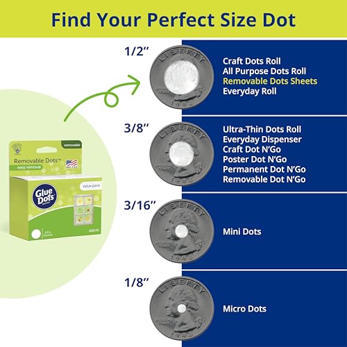 Image of Glue Dots, Removable Dots Value Pack, Double-Sided, 1 /2 inch, .5 Inch, 600 Dots, DIY Craft Glue Tape, Sticky Adhesive Glue Points, Liquid Hot Glue Alternative, Clear