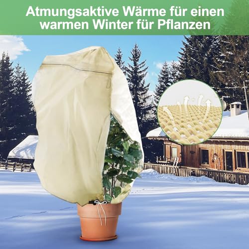 Winter Pflanzenschutz Für Kübelpflanzen | Thermo Haube 40x40cm Mit Kordelzug | Frostschutz Aus Aluminiumfolie | Wiederverwendbar