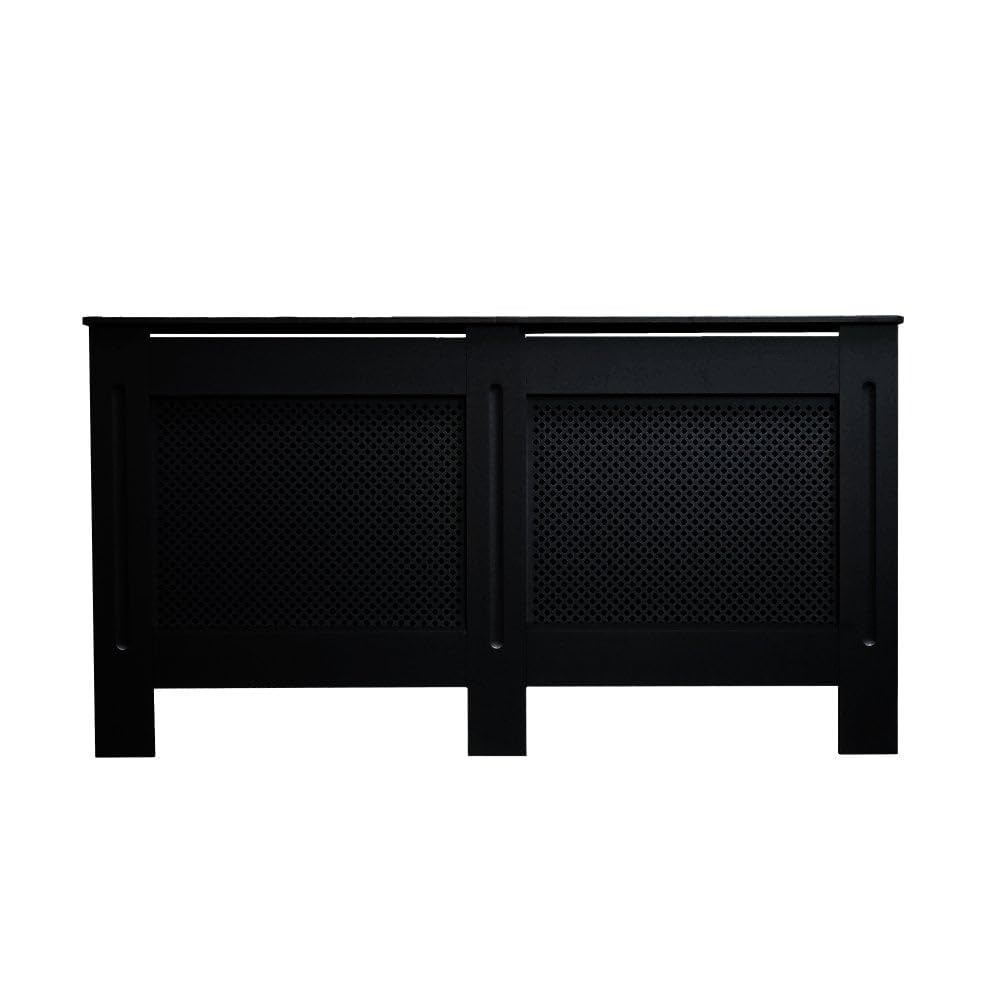 AIRWAVE Radiator Cover Diamond Cut Style Matt Black MDF Wood Radiator Heating Covers Cabinet Shelf Heating Covers for Living Room Hallway Office and Bedroom. (Large)