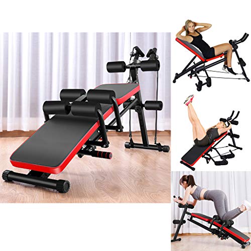 8 In 1 Abdominal Trainers Adjustable Sit Up Beach with Fitness Rope,AB Workout Machine Push Up Workout Beauty Waist Machine Dumbbell Bench for Home Gym Strength Training