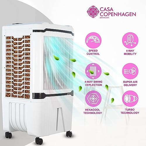 Image of 70 L Personal Air Cooler with Anti Bacterial Honeycomb Pads, Powerful Air Throw, Auto Swing, Low Power Consumption - White /Black (SPITI 70L)