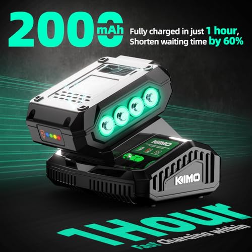 Image of KIMO Upgraded 20V 4.0Ah Lithium-Ion Battery Adapter w /Cooling System for KIMO 4.0Ah Battery, Adaptable for Cordless Leaf Blower & Cordless Reciprocating Saw.Quick Charging,Portable (Charger Only)