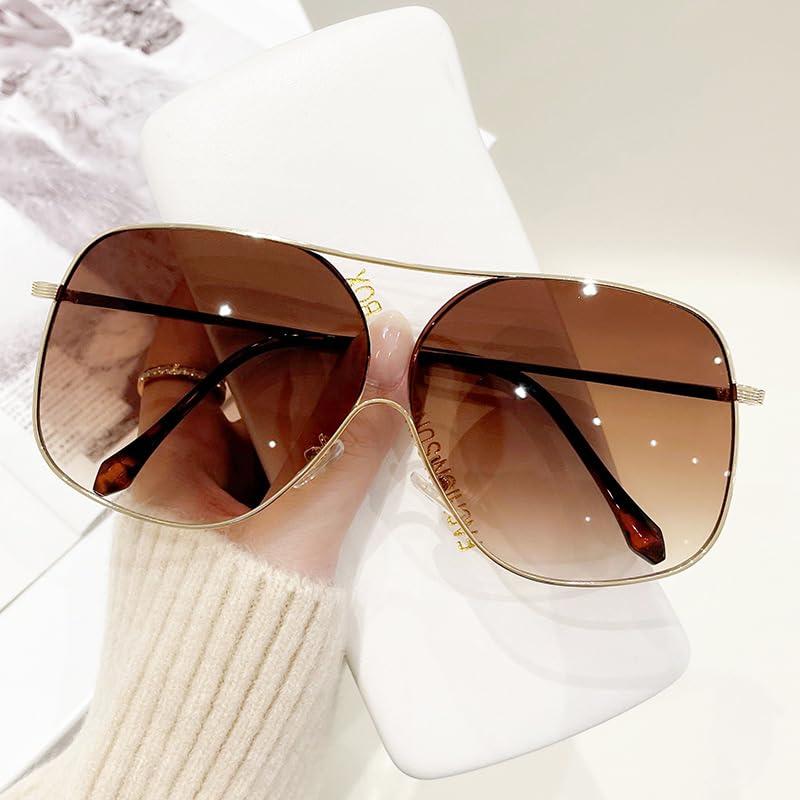 Oversized Pilot Sunglasses for Women Men Trendy Retro Square Sun Glasses Female Vintage Gradient Shades UV Protection2