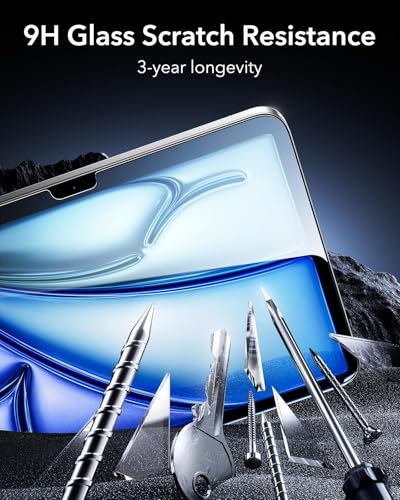 ESR 2 Pack Armorite Screen Protector for iPad Air 11 Inch M3/M2 (7th/6th Generation, 2025/2024), 9H Hardness Tempered Glass Screen Guard with UltraFit Tray, Military Grade, HD Clarity 7 51GTRervY2L