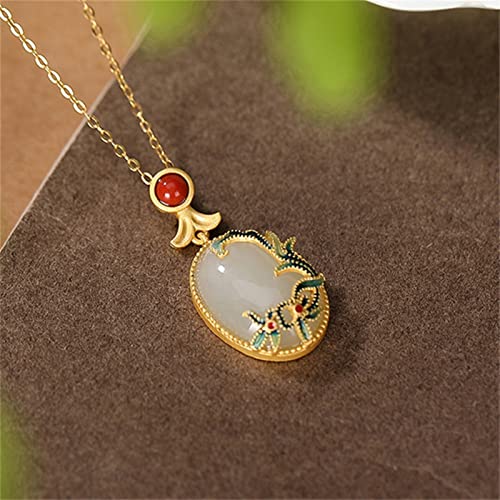 Colgante de orquídea antialérgico de plata y jade Hotan