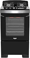Fogão 4 Bocas Preto com Frente em Vidro Preto e Timer Digital Dako Diplomata Grill Bivolt