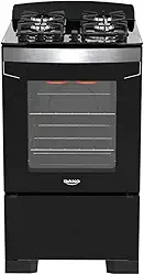 Fogão 4 Bocas Preto com Frente em Vidro Preto e Timer Digital Dako Diplomata Grill Bivolt