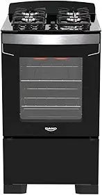 Fogão 4 Bocas Preto com Frente em Vidro Preto e Timer Digital Dako Diplomata Grill Bivolt