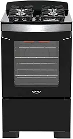 Fogão 4 Bocas Preto com Frente em Vidro Preto e Timer Digital Dako Diplomata Grill Bivolt