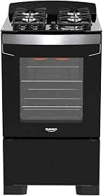 Fogão 4 Bocas Preto com Frente em Vidro Preto e Timer Digital Dako Diplomata Grill Bivolt
