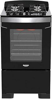 Fogão 4 Bocas Preto com Frente em Vidro Preto e Timer Digital Dako Diplomata Grill Bivolt