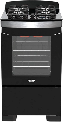 Fogão 4 Bocas Preto com Frente em Vidro Preto e Timer Digital Dako Diplomata Grill Bivolt