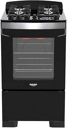 Fogão 4 Bocas Preto com Frente em Vidro Preto e Timer Digital Dako Diplomata Grill Bivolt