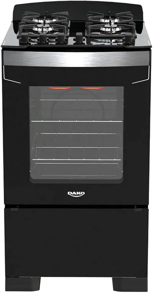 Fogão 4 Bocas Preto com Frente em Vidro Preto e Timer Digital Dako Diplomata Grill Bivolt