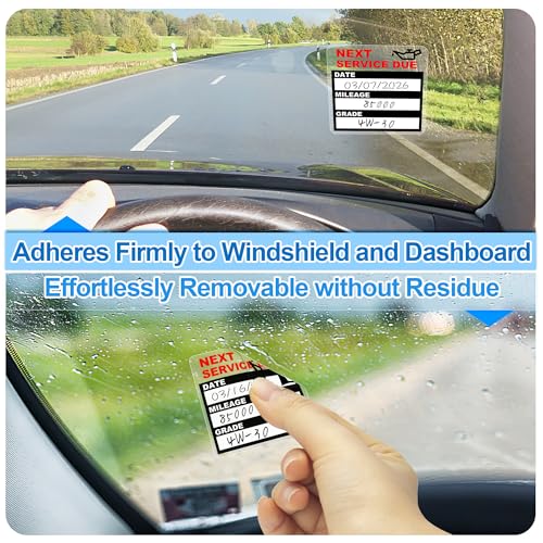 Image of for Oil Change Sticker Static Cling, Clear Stickers 120 Pcs 2 inchx 2 inch Next Service Due Sticker for Windshield, Easy to Peel with No Residue for Car Auto Vehicle Window (Red22)