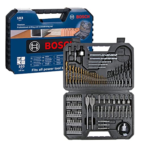 Bosch Professional 103 pièces Jeu de forets et d'embouts (pour le bois, la pierre et le métal, accessoires outils de perçage et de vissage)