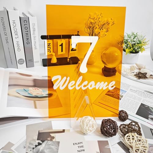 Image of Translucent Orange Acrylic Sheets 8*12 inch 1 /8 inch Thick (2.8~3mm) Red Transparent Cast Acrylic Plexiglass Board for Sign, DIY Project, Laser Cutting, Wedding, Craft, Picture Frame, Engraving(2 Pieces)