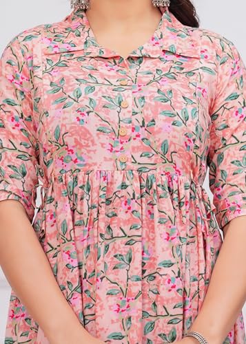 Image of Maternity Feeding Anarkali Kurti Dress for Women | Cotton Nursing Kurta with Both Side Zippers | Pregnancy & Nursing Wear | Comfortable Ethnic