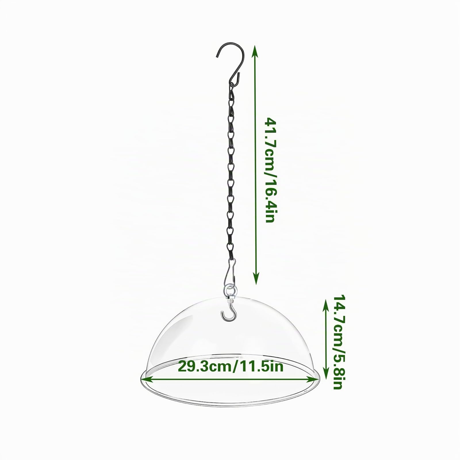 2 pièces Dôme de Protection Transparent pour Mangeoire à Oiseaux 30cm Housse de Protection Anti-écureuil avec des chaînes