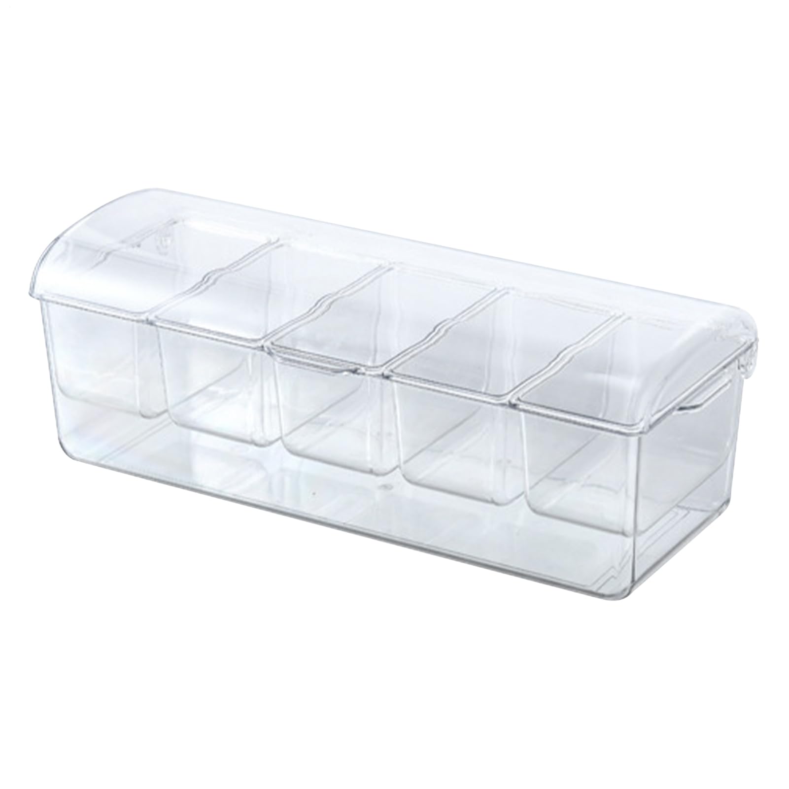 Servidor de condimentos refrigerados - Bandeja de contenedores refrigerados de 48,3 cm con 5 compartimentos | Bandeja de servicio desmontable de PP transparente, servidor de condimentos para fiestas