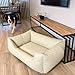 4L Textil Mario Hundebett Kunstleder - Formstabiler & Wasserfester Hundekorb für Große Hunde, Kratzfestes Hundesofa mit Abnehmbarem Bezug, Leicht Abwaschbar (120x90x25 cm, Beige)
