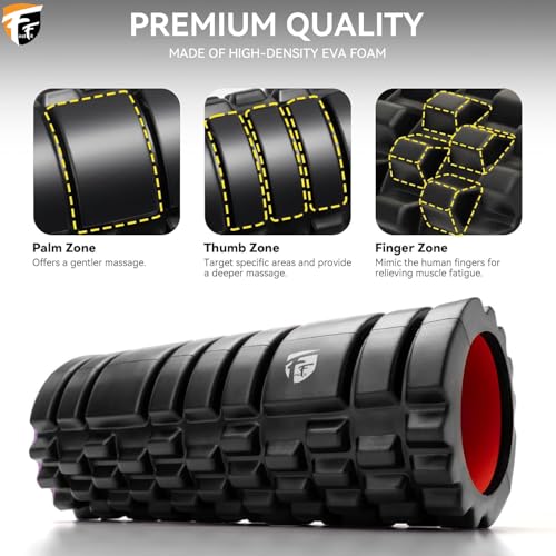 Image of FirstFit Foam Roller for Deep Tissue Muscle Massage Exercise Fitness and Pain Relief Equipment-Black